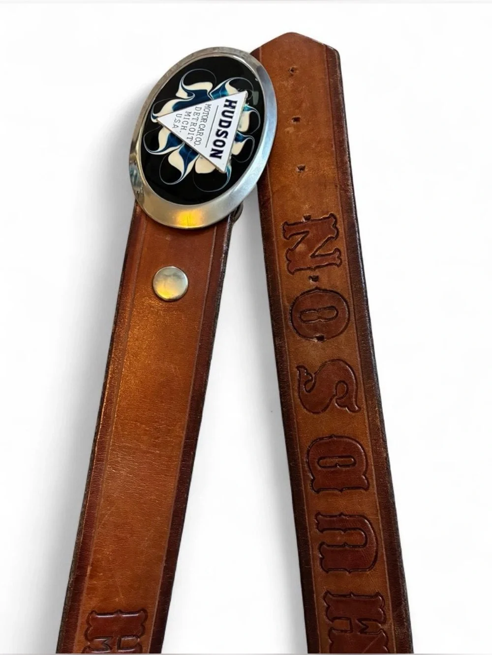 Vintage Hudson Leather Belt And Belt Buckle